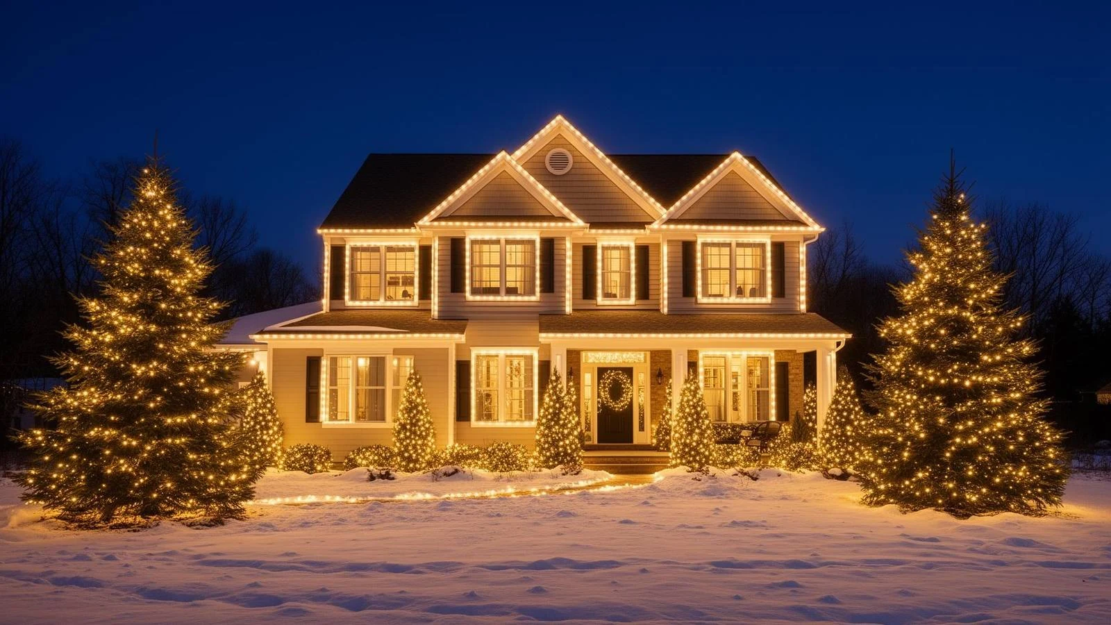 Professional C9 Christmas light installation on a Douglas County home
